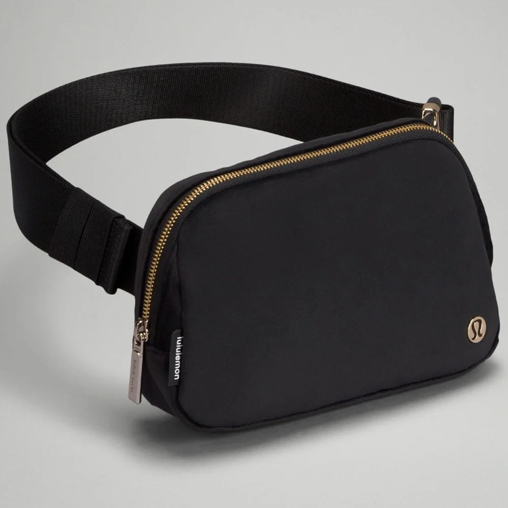lululemon athletica | Bags | Lululemon Black Velour Everywhere Belt Bag  Wirh Gold Accent Adjustable Strap | Poshmark